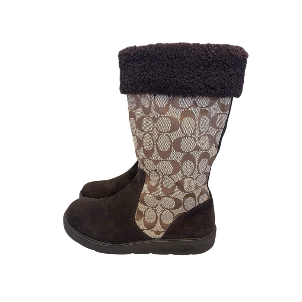 Coach Kally Signature Canvas Faux Sherling Boots US 7.5‎